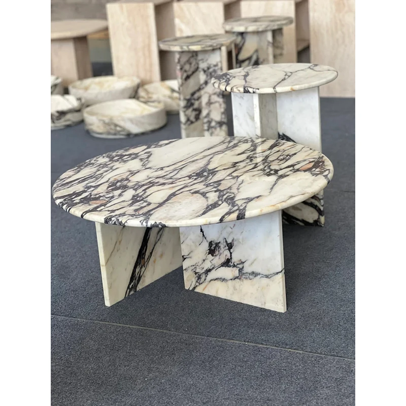 product customizable calacatta viola marble furniture natural marble coffee table for living room side table design-3