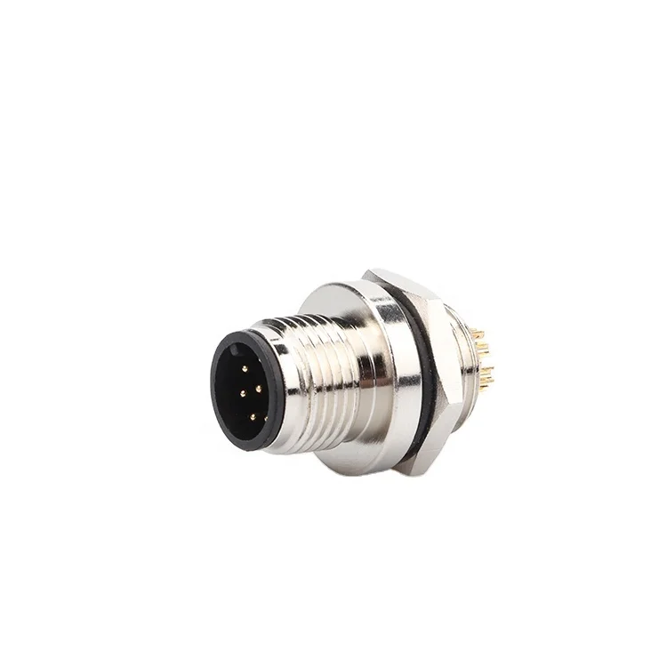 M12 Flange Socket 3/4/5/6/8 Pin Panel Mounting Connectors