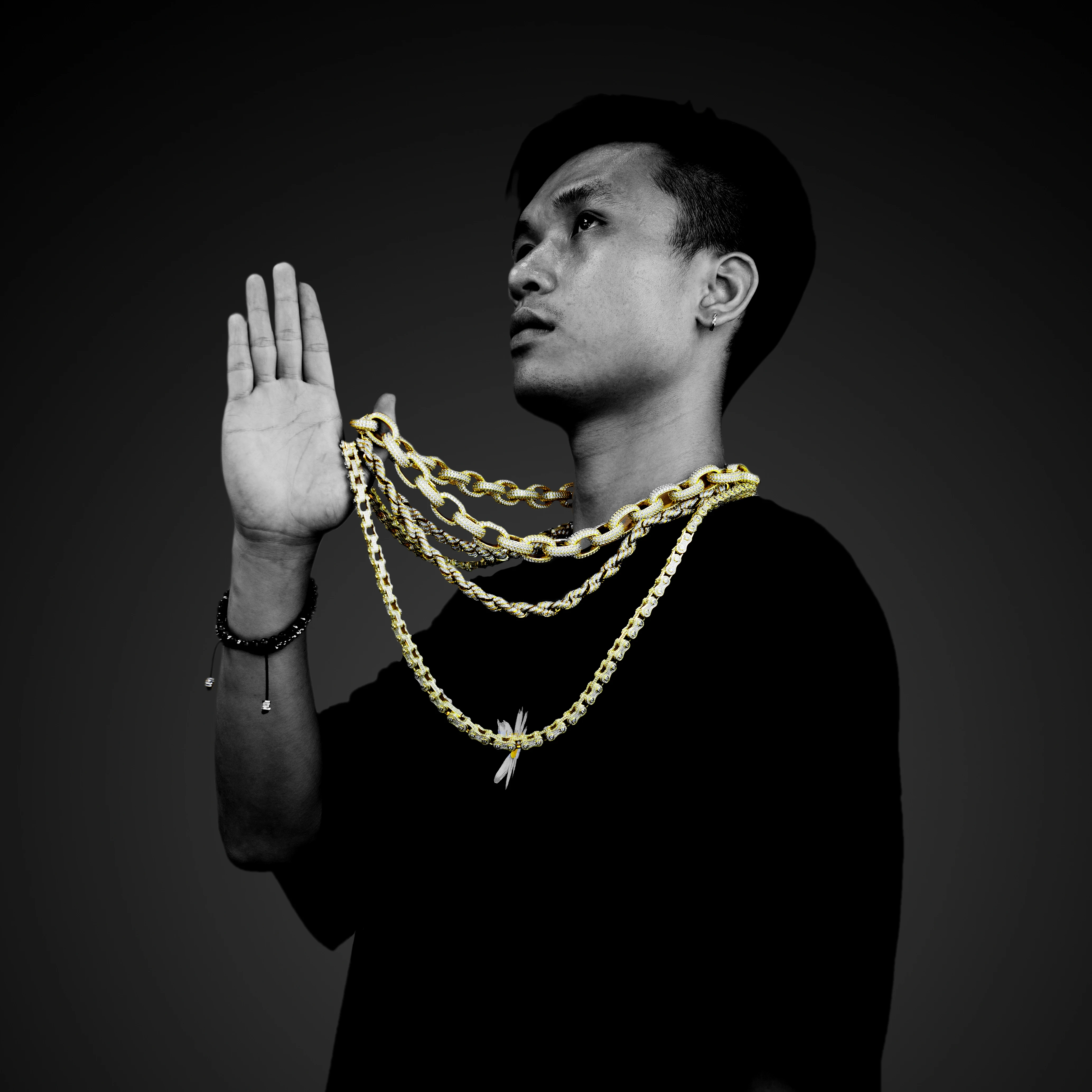 JASEN ювелирные изделия в стиле «хип-хоп» 925 Стерлинговое Серебро кубического циркония Лаборатории золотого цвета с бриллиантами цепи Bling ожерелье