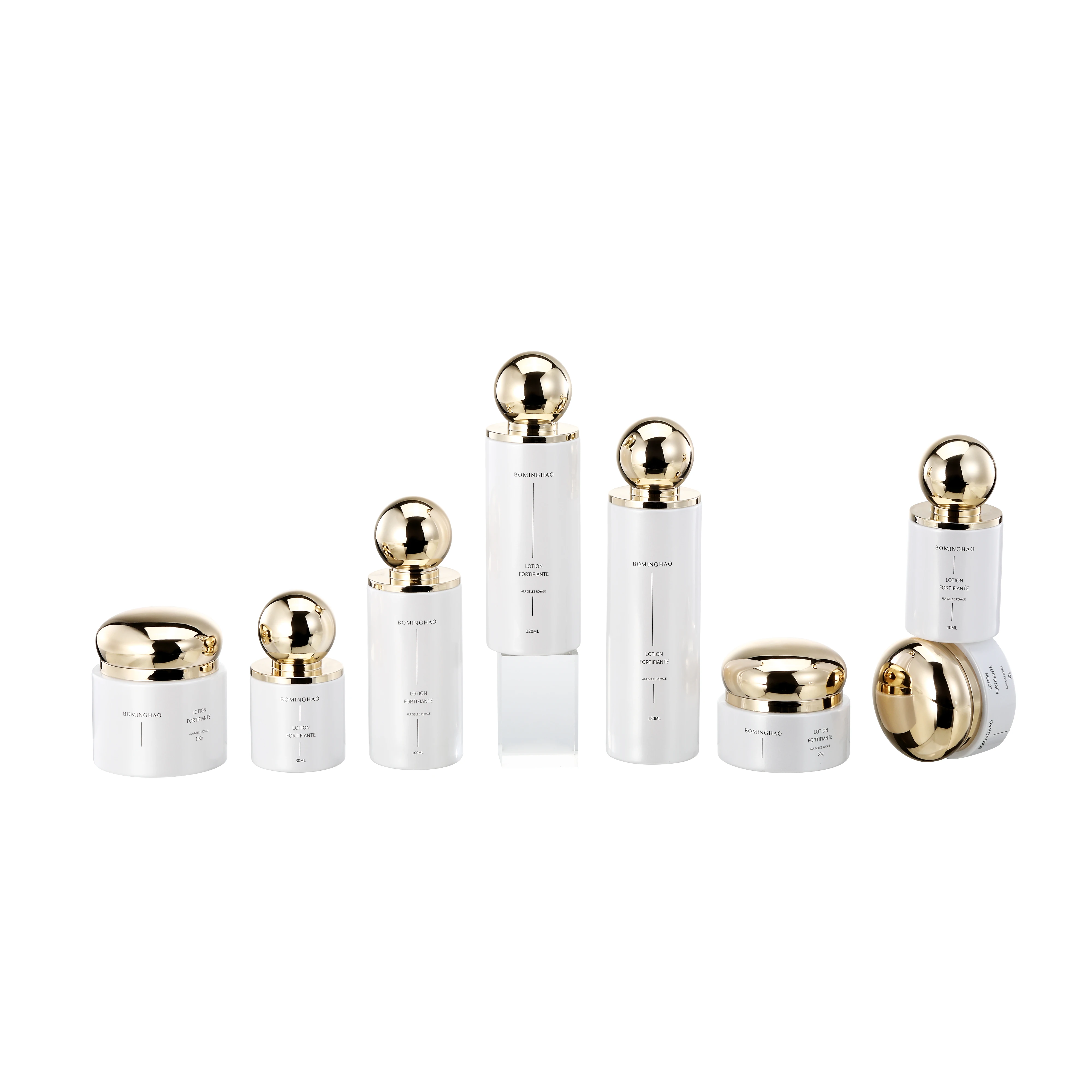 Custom Printed Empty Skincare Glass Lotion Bottle Pump Unique Coloured Gradient Cosmetic Packaging Set Flat for Skin Care Serum