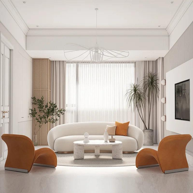 Nordic Luxury Single Sofa Small Apartment Design Creative Living Room Balcony Casual Sherpa Fabric Sofa Chair