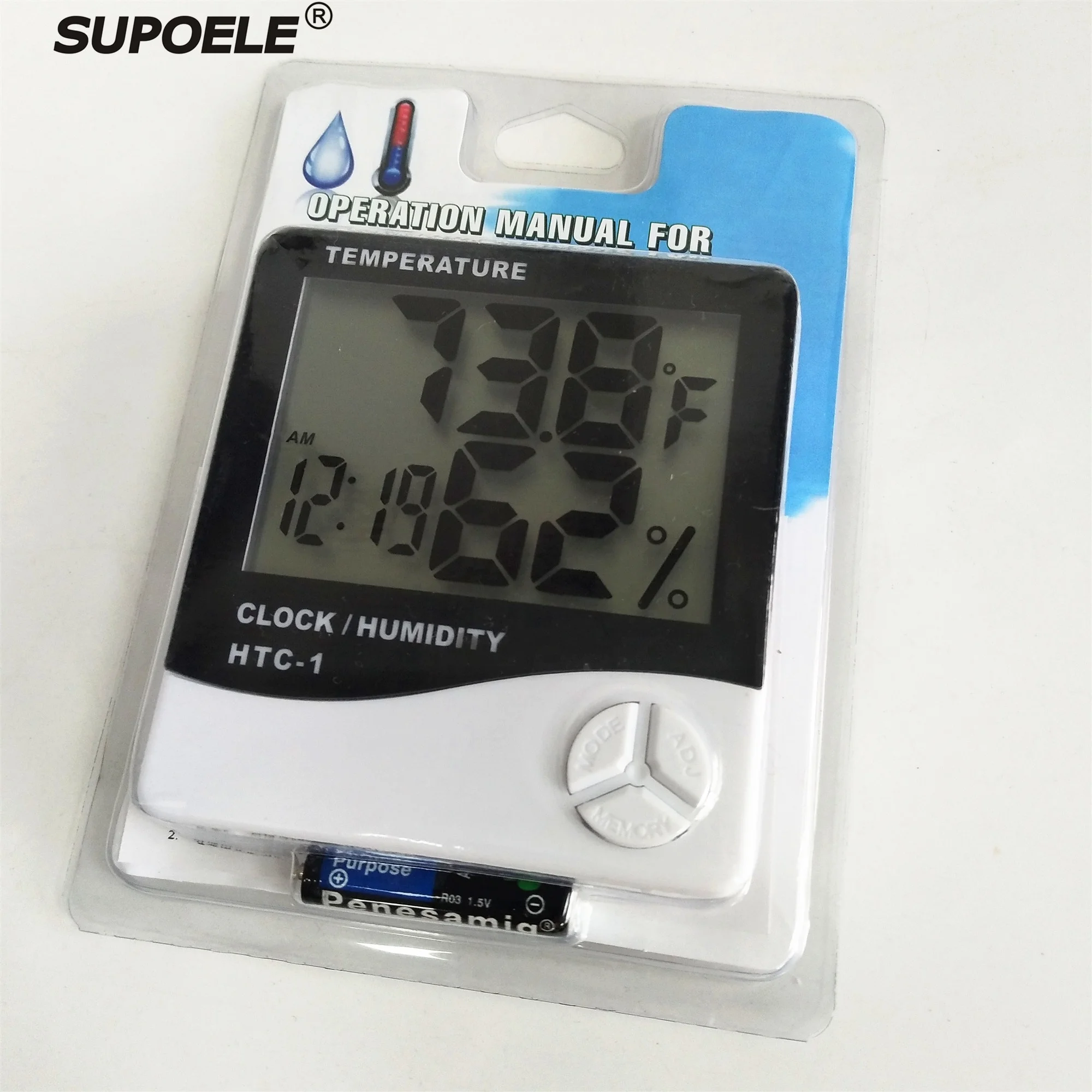 HTC-1 Large LCD Digital Indoor Hygrometer Room Thermometer with Alarm Clock  #Z 