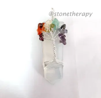 Beautiful Opalite Tree of life Flat Stick Pendants From India | A grade Quality Pendants | Buy Online from StoneTherapy Exports