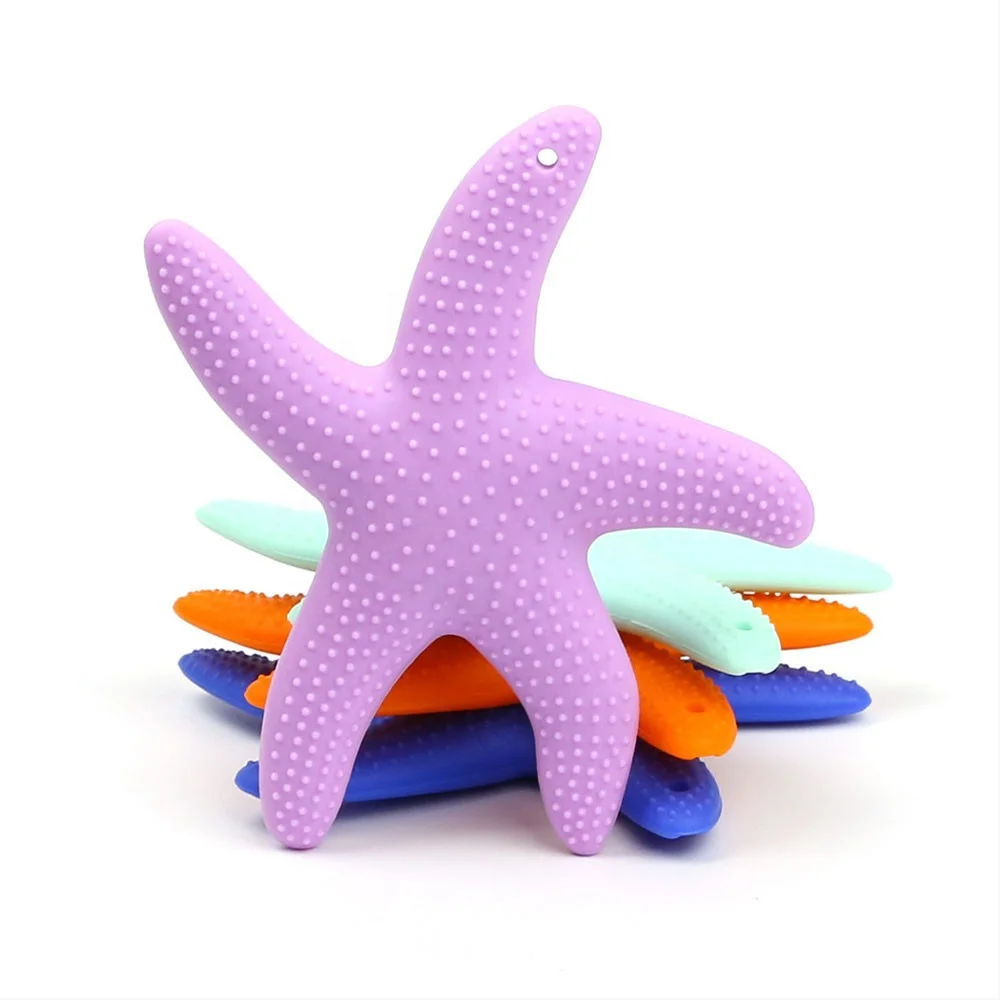 Baby Teething Toy Food Grade Silicone Starfish Shape Teether Infants Toddlers 