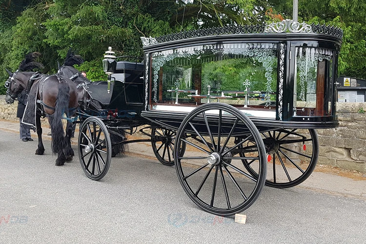 Horse Drawn Funeral Hearse/Carriage Silver Glass Covered Coffin Horse Carriage Victorian Silver Funeral Horse Drawn Carriage