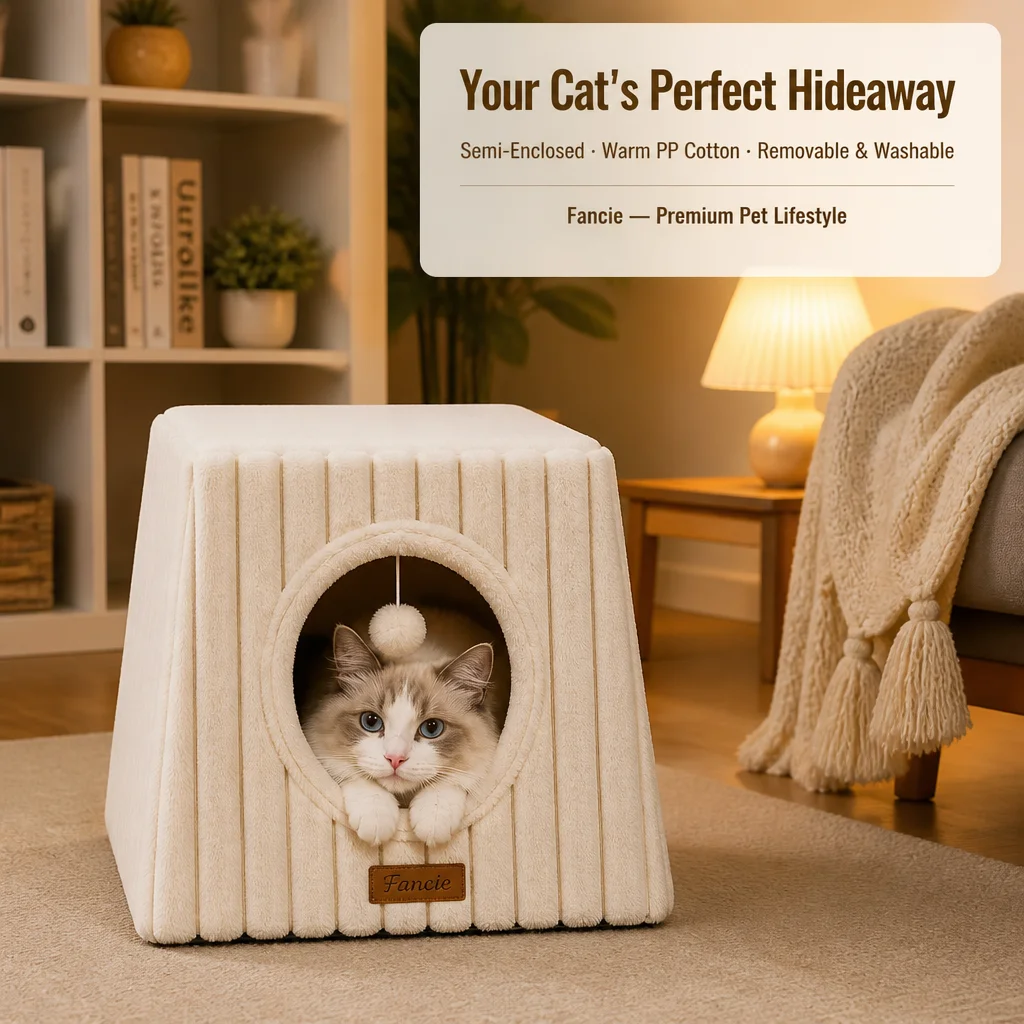 Corduroy Cat House Semi Enclosed Plush — Product details 4