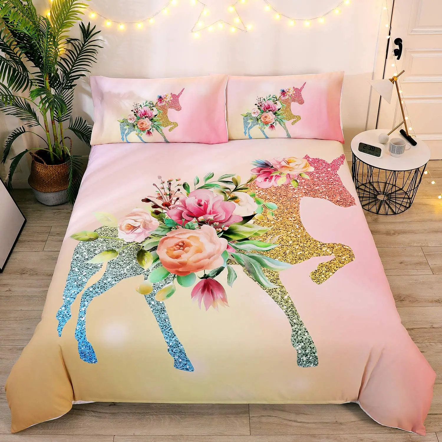 Cheap Custom Design unicorn Bedsheet Set 3d Print Cartoon Kids Duvet Covers Sets