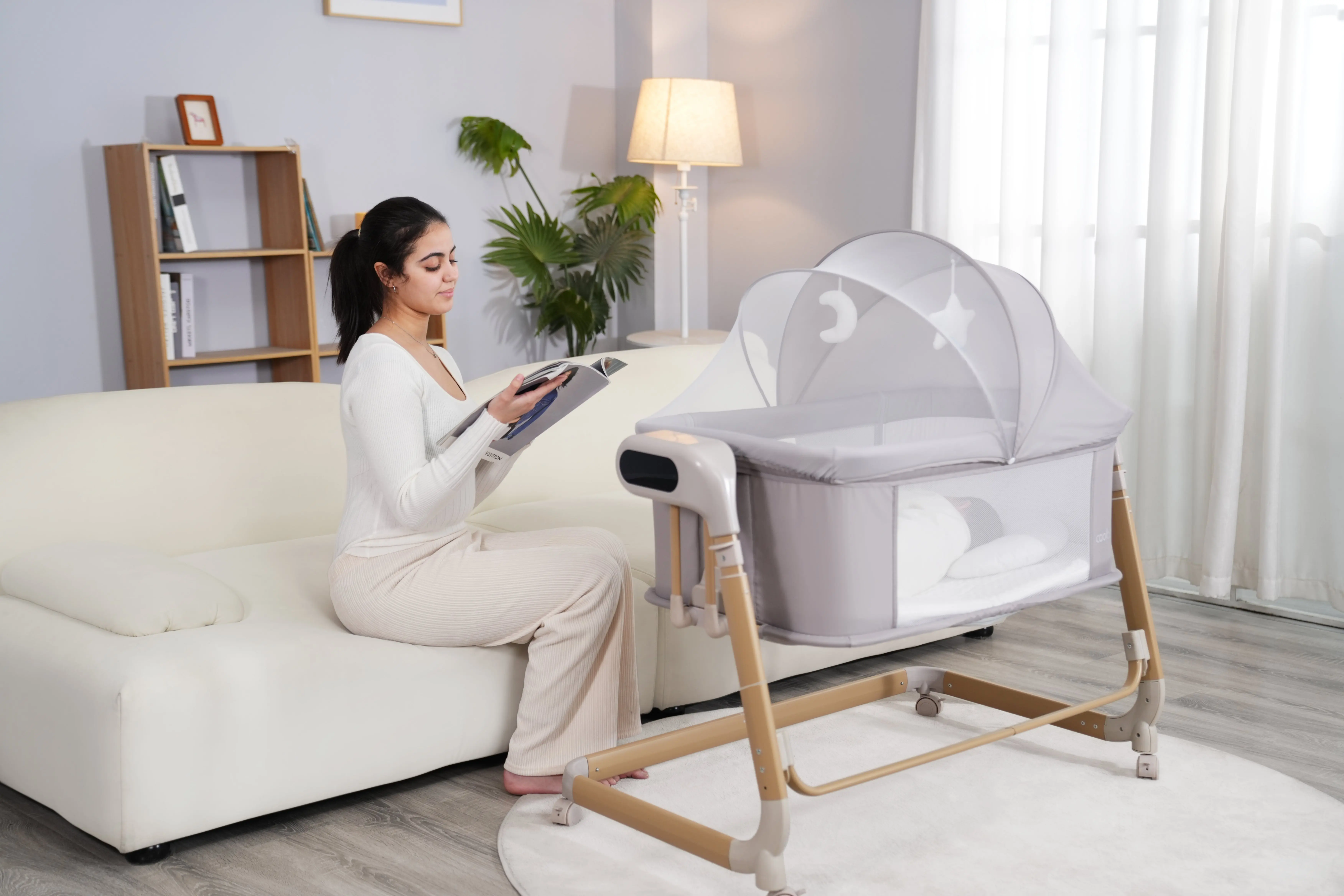 P765D Cool Baby New Auto Swing Electric Baby Bassinet with One Side Can Be Opened details