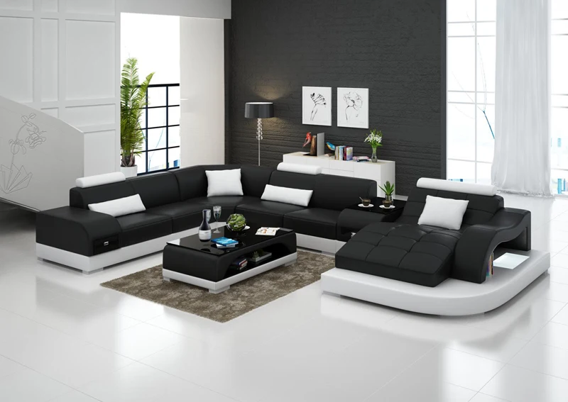Modern Luxury Sofa Set Sectional Leather Sofa Modern L Shaped Living