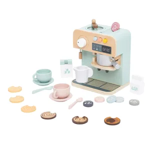 Kids Wooden Pretend Play Coffee Maker Set Early Learning Toy for Imaginative Role Play and Puzzle Fun Mini Household Appliance