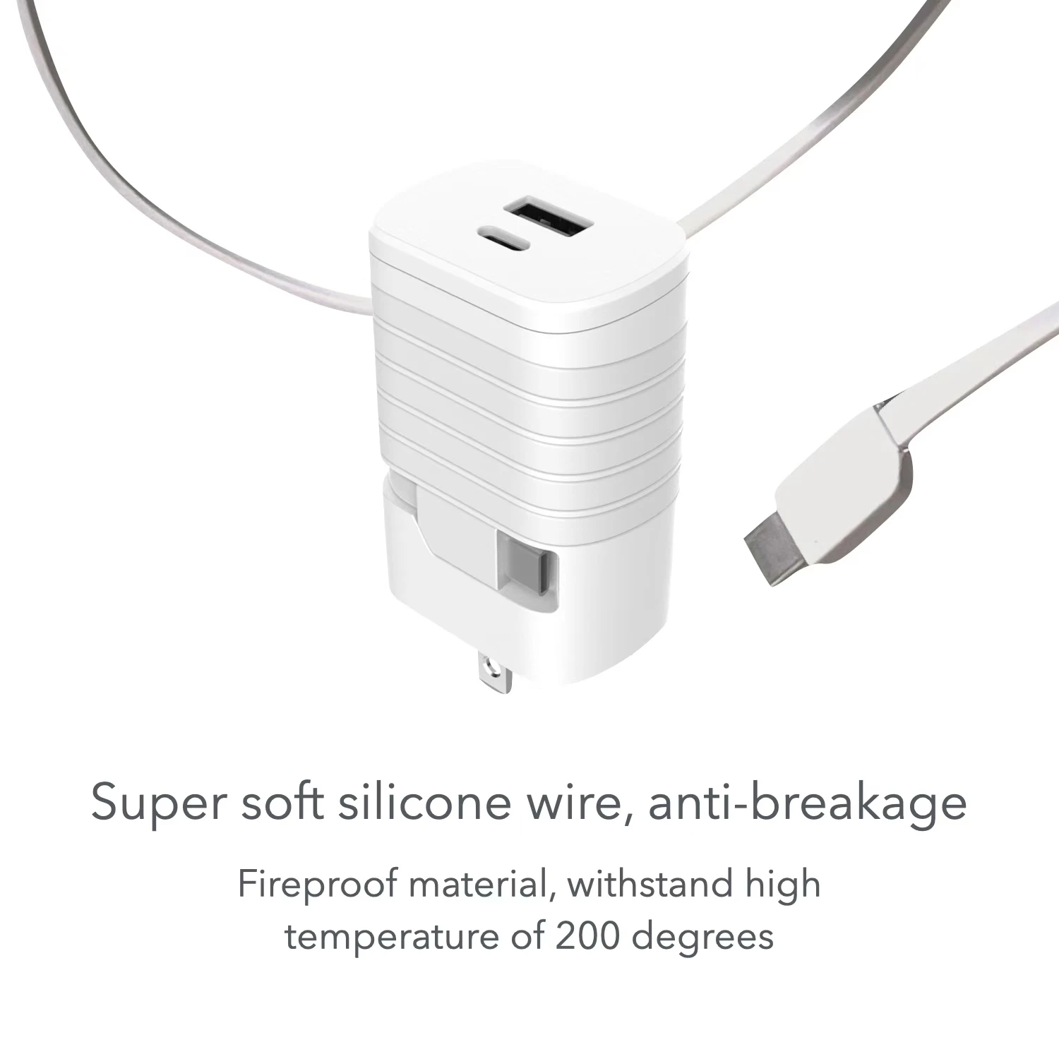 2025 New Products PD40W Wall Charger Built-in USB-A+C Ports and Type-C Cable  Multi-port USB Wall Charger  UUTEK I30