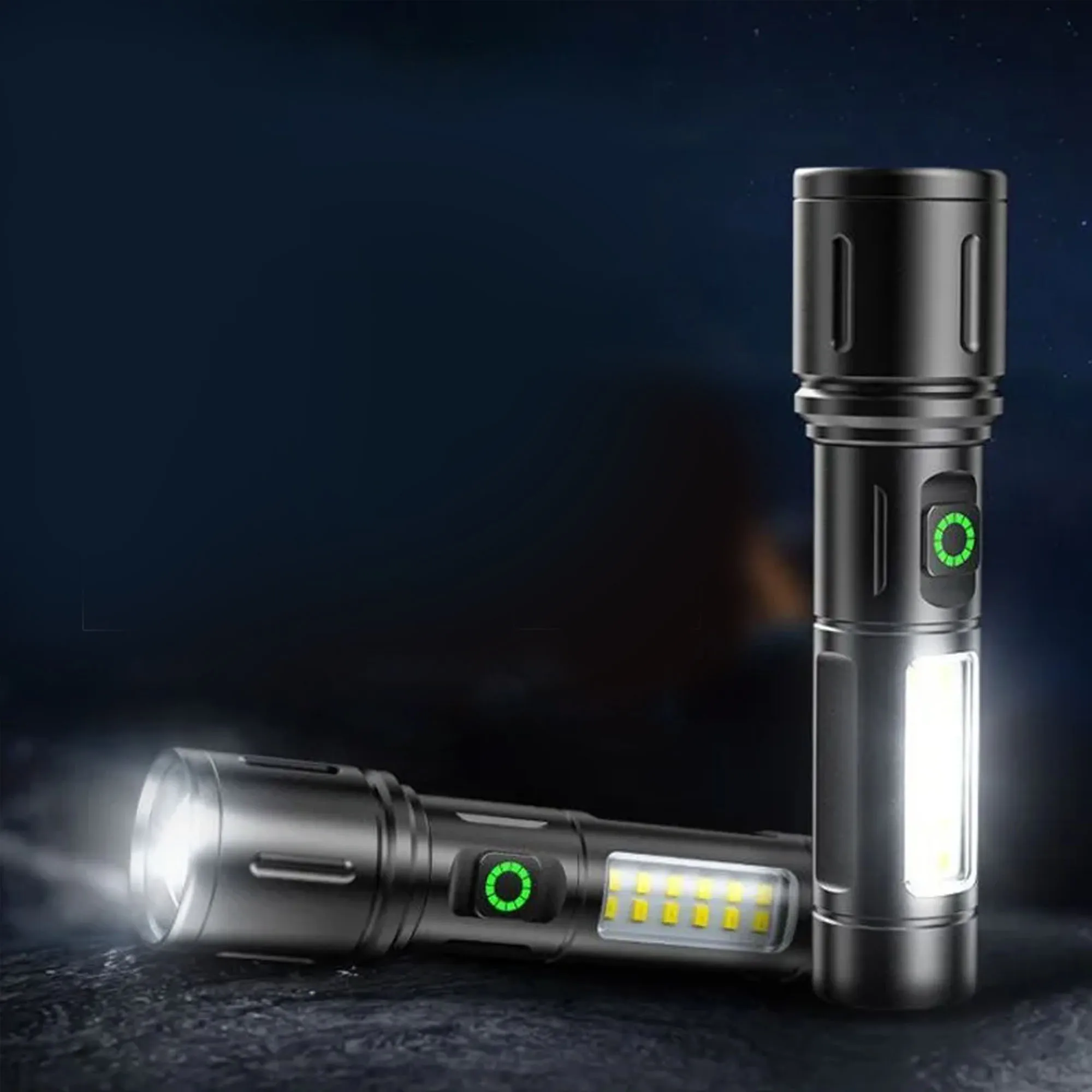 Новый белый лазер, 500 лм, мощный стробоскопический фонарик, COB-лампа, портативный перезаряжаемый алюминиевый сплав, масштабируемый светодиодный фонарик