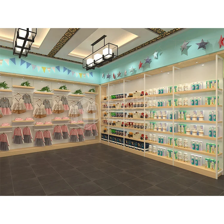 Meicheng Simple Shop Counter Design Store Counter Kids Clothing Store Interior Design With Lighting