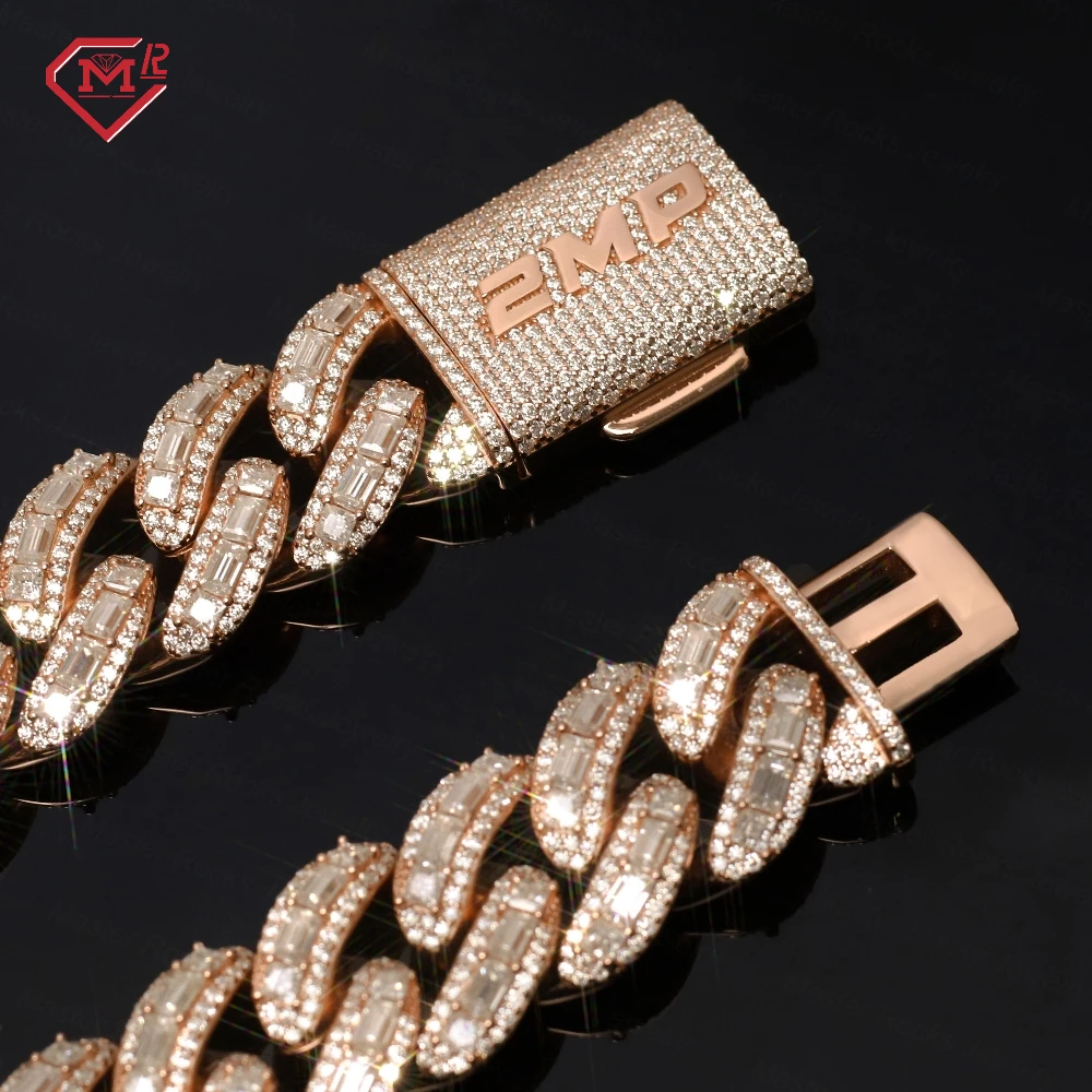 Luxury 20MM Iced Out Rose Gold Cuban Link Chain with VVS