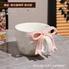 Pearlescent glaze pink bow mug