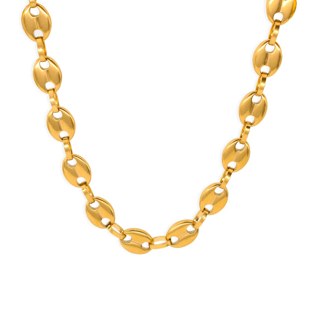 Stainless Steel Coffee Beans Link Chain Necklace for Men