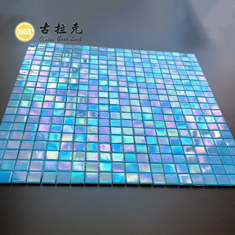 Blue crystal glass mosaic tiles cheap swimming pool tile backsplash