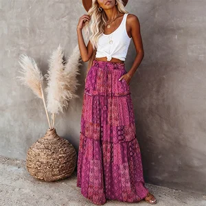 Women's Casual Loose Summer Maxi Dress with Bohemian Print Women's Long Dress