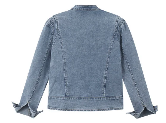 Noi bluze din denim elastic cu broderie în stil chinezesc, personalizate cu nasturi, bluză scurtă pentru femei, model larg
