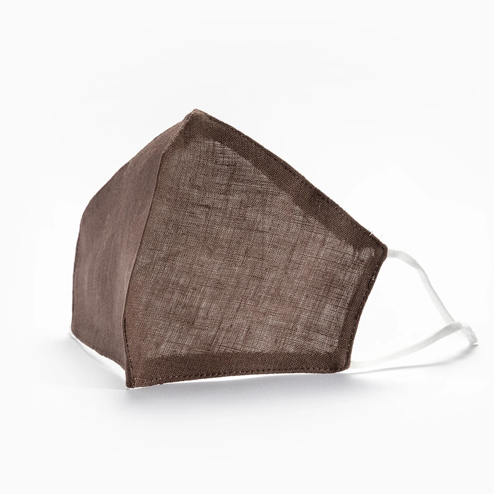 Linen Life Casual Washable Reusable Chocolate Color Linen Facemask With Bag