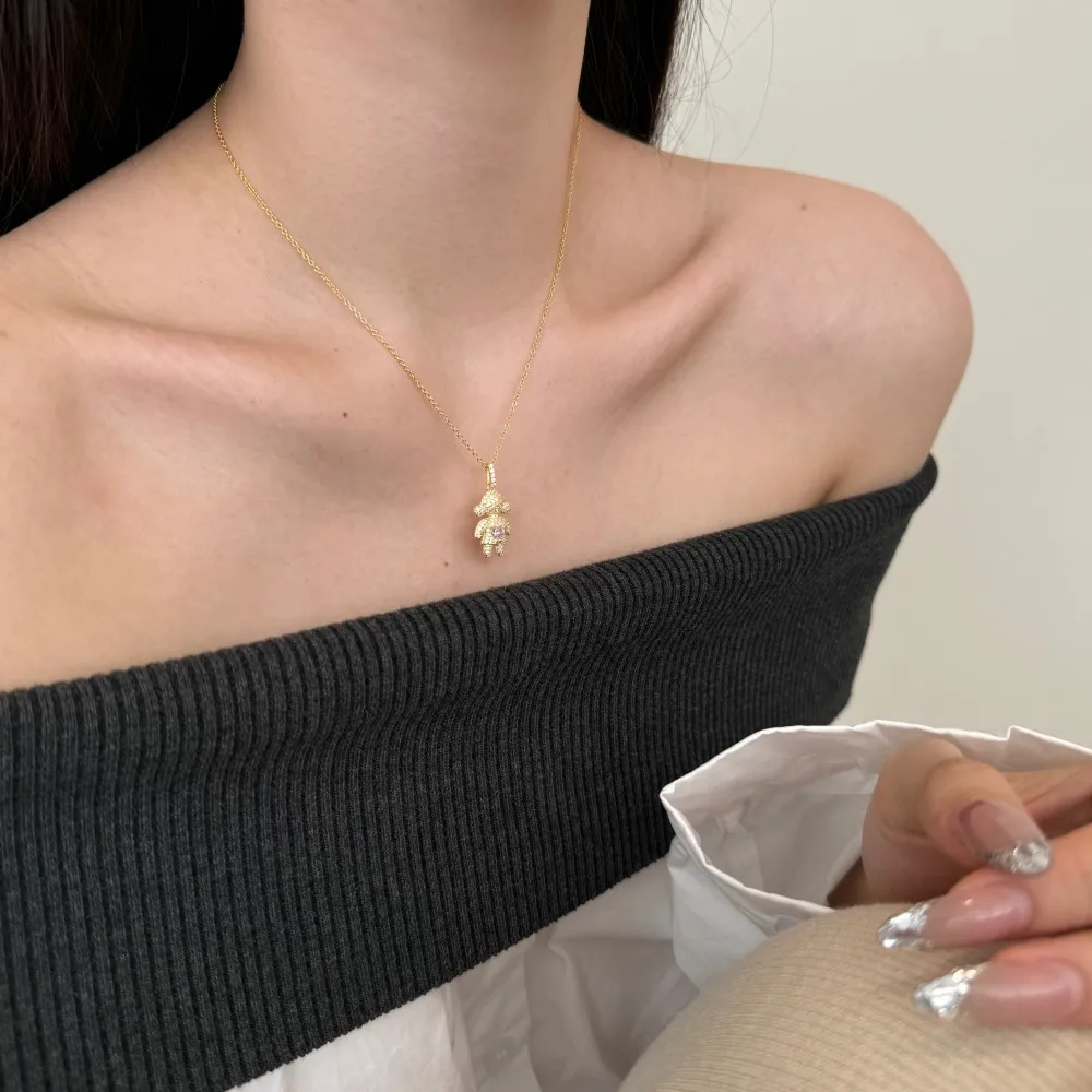 KAKODIY Special Design OEM ODM Jewelry 925 Sterling Silver 18K Gold Plated Dazzling 5A Zirconia Little Girls Pendant Necklace detail 5
