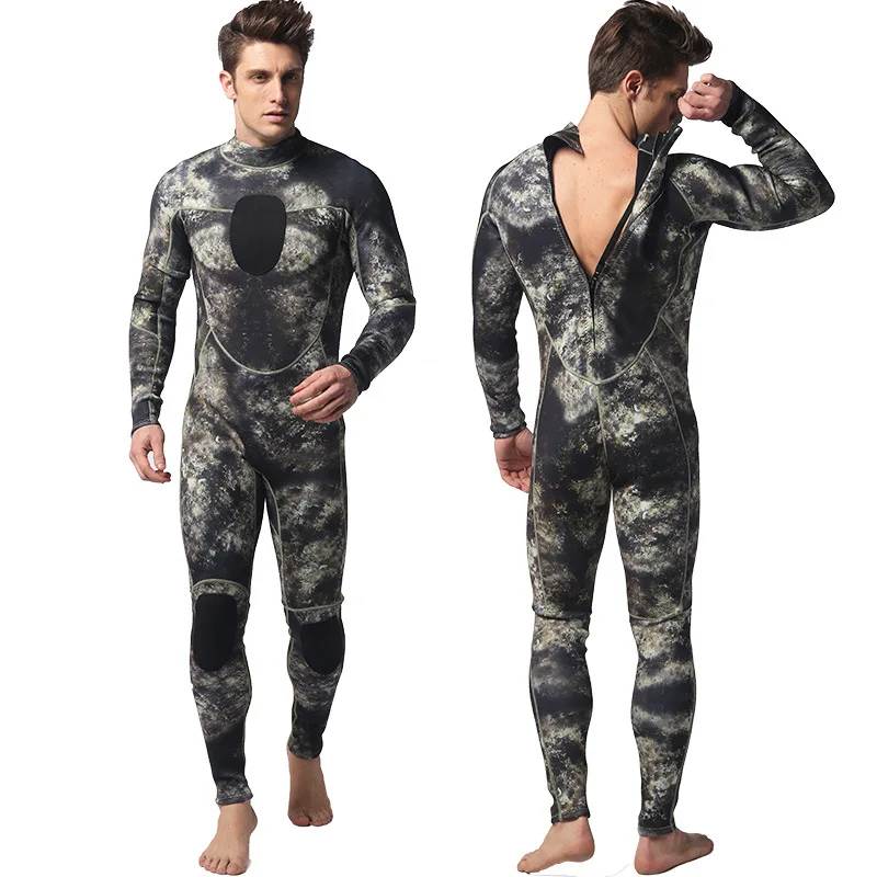 Men's/Women's Neoprene Wetsuits 5MM Spearfishing Wetsuit Printed Pattern,  UPF50+ Swimming/Surfing/Snorkeling/Diving/Scuba/Kayaking (Color : A, Size 