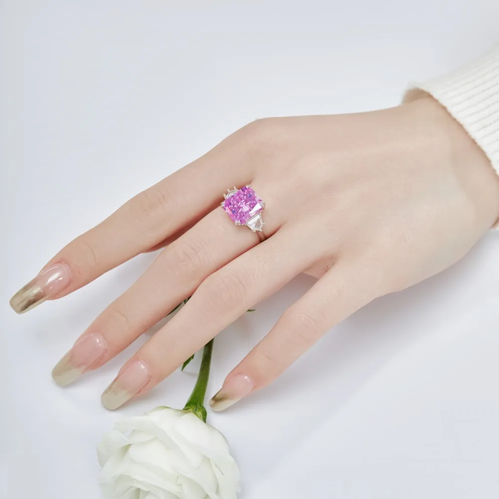 KAKODIY Fine Jewelry 925 Sterling Silver Ring Colored Cubic Zirconia Square Band Wedding Ring detail 4