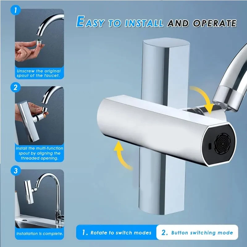 Feiyu Three Level Waterfall Universal Faucet Extension Device Vegetable Washing Splash Proof Device Rotatable Universal Jointbox