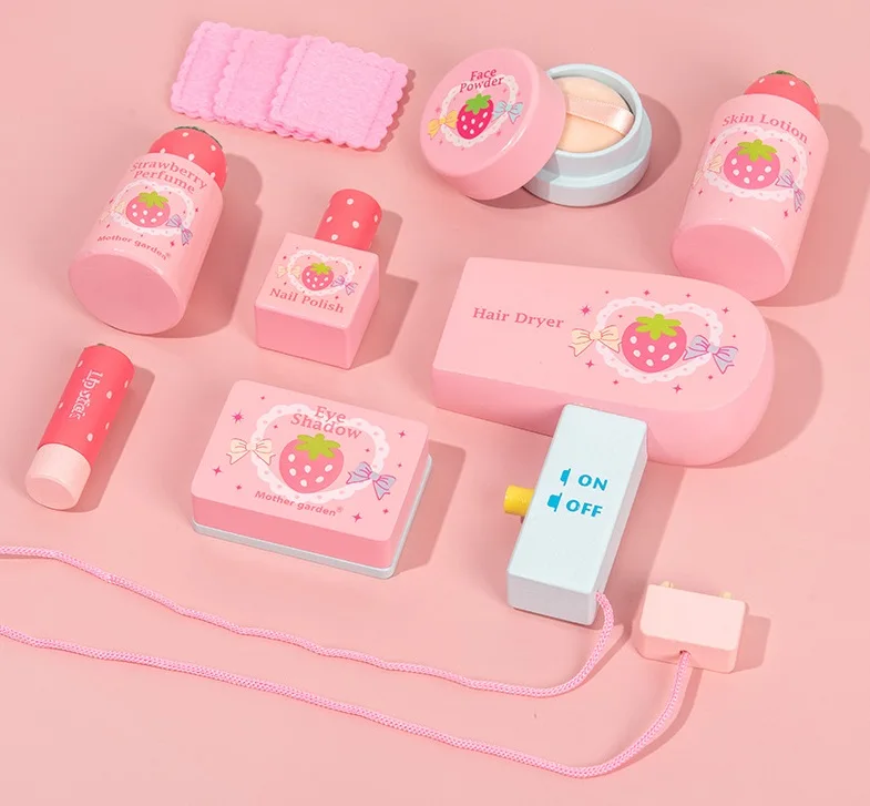 Клубничный детский домик для игры в помещении для девочек красивый набор игрушечный макияж кошелек для макияжа стол косметический туалетный столик Игрушки для девочек