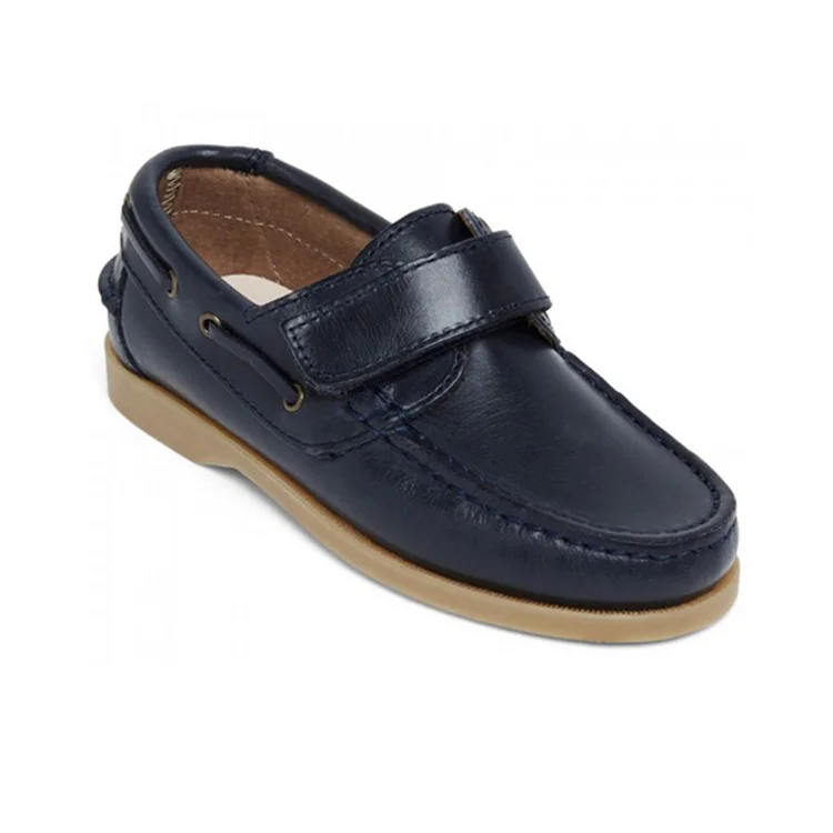 Scarpe Da Barca Gallucci Per Bambini - In Pelle Blu Scuro, Chiusura A Velcro, Comode E Leggere