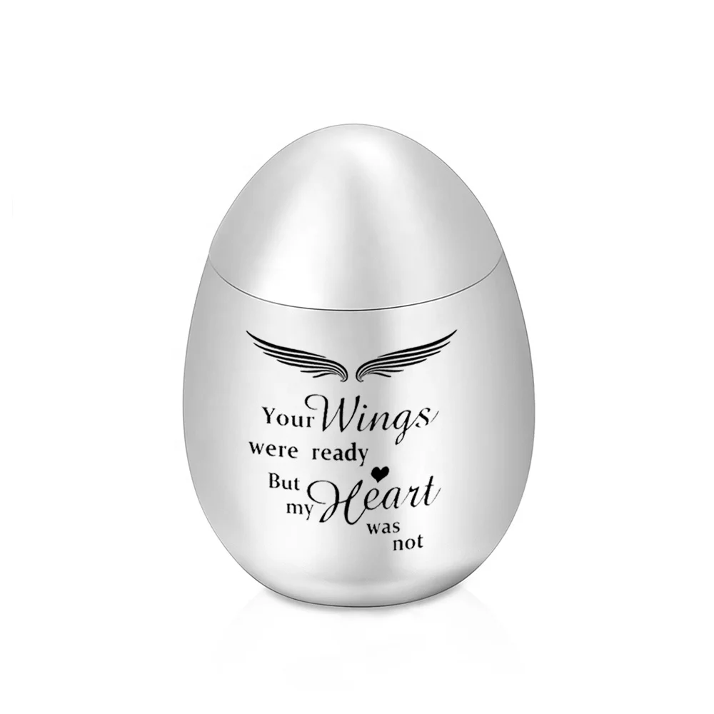 Your Wings Were.... Small Silver Urn Cremation Ashes Holder Memorial Keepsake 