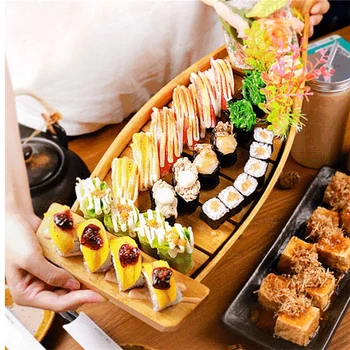 Newell Shaped Sushi Boat 80cm Big Boat for Sushi Eco-friendly Wooden Handmade