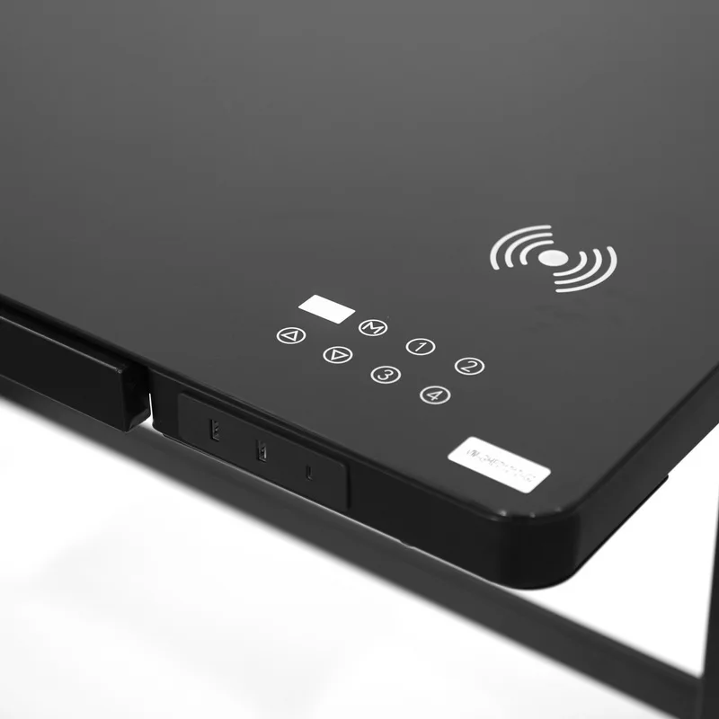 Популярный индивидуализированный мотор закаленное стекло для рабочего стола высота регулируемая подставка стол компьютера подъемный с быстрой зарядкой и выдвижными ящиками