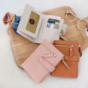 New Luxury Fashion Leather Small Wallets Women Short Zipper Coin Purse Design Clutch Wallet Female Money Bag Credit Card Holders