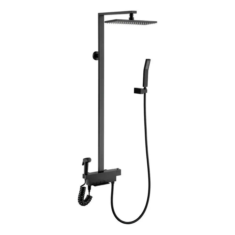 Push Button Bar Diverter Mixer Shower - Black