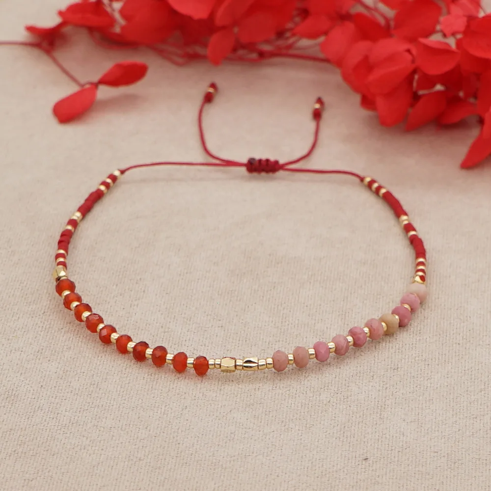Hot Selling Miyuki Seed Beads Bracelet Simple Natural Gemstones Adjustable Bracelet Bohemian Handmade Beaded Bracelet for Women