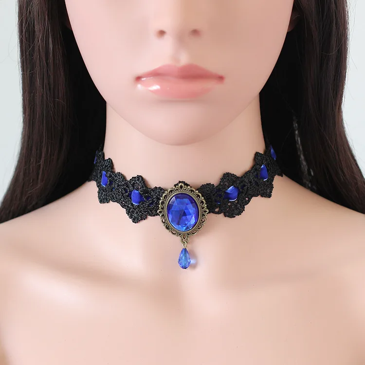 Black Choker Necklace Set Stretch 