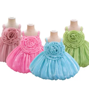 MQATZ Satin Toddler Kids Party Dress Flower Girls Princess Mini Length Birthday Outfit for Babies L2319XZ