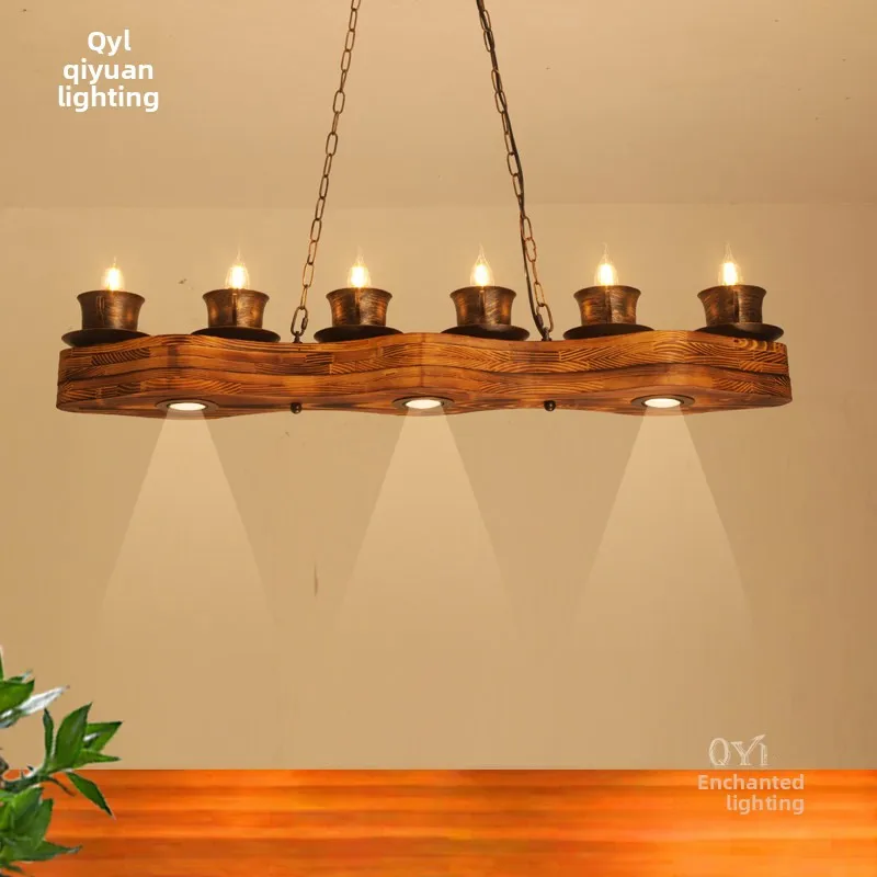 New Retro Wooden Hanging LED Bar Top Lamp with Iron Shade 3-Year Warranty for Restaurant Hotel & Bar Use