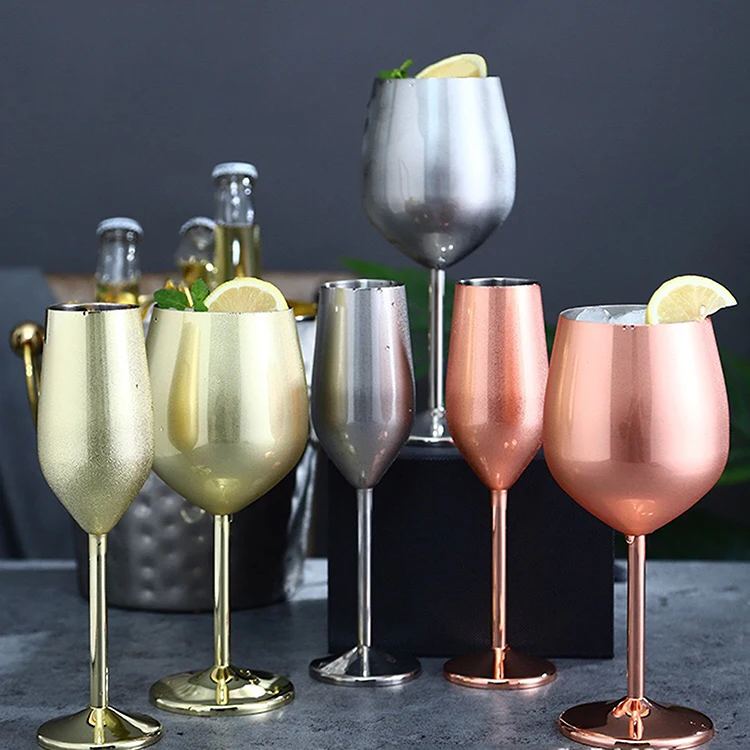 Champagne Flutes Set of 2, 304 Stainless Steel Rose Gold 220ml Red