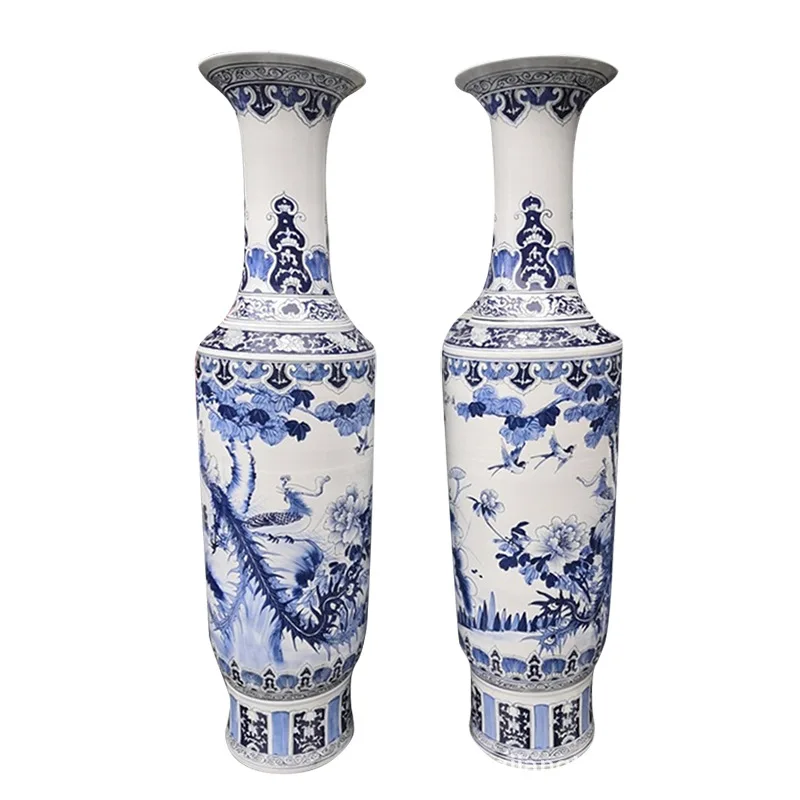 高档景德镇手绘景观图案落地花瓶大青花瓷瓶| Alibaba.com