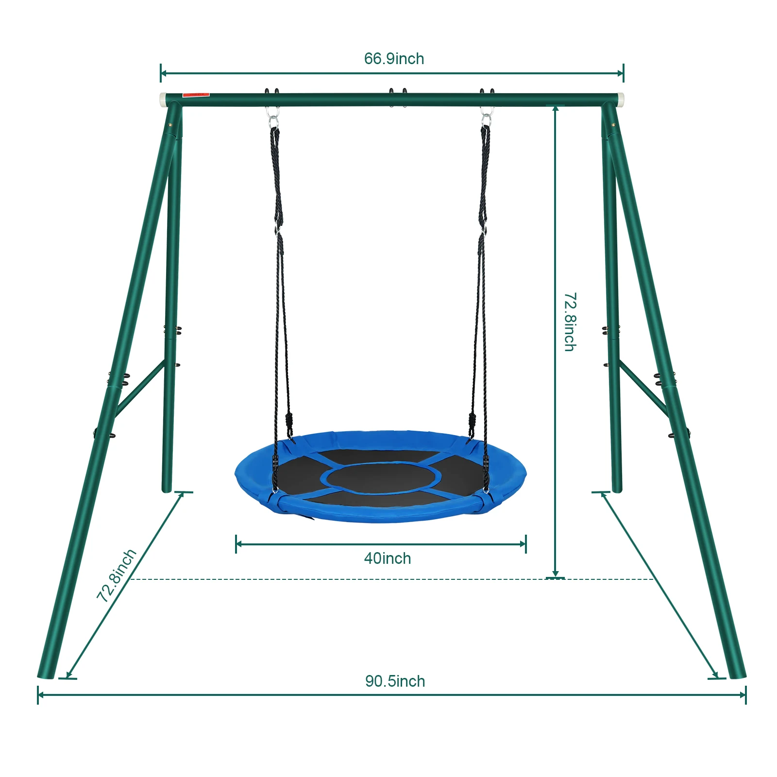 40 Inch Saucer Tree Swing Flying,700 Pounds Children's Backyard Metal Round Mat Swing,Adjustable