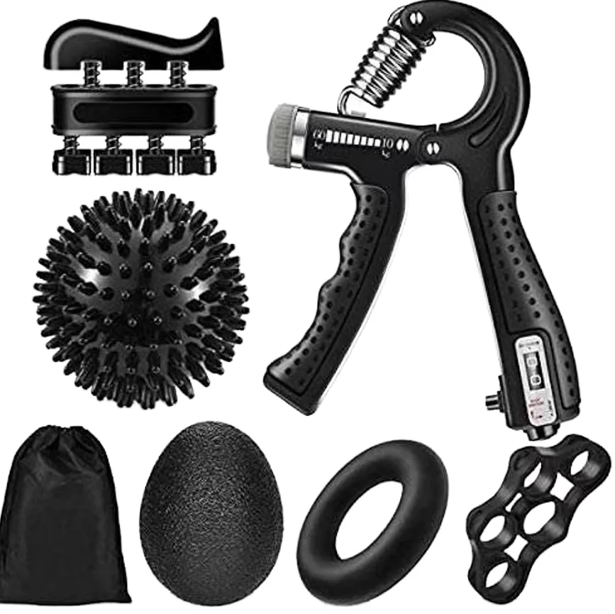 ONESTARSPORTS Portable Workout Kit Hand Grip Strengthener Resistance Hand Gripper Finger Exerciser Stretching Ring Ball Fitness