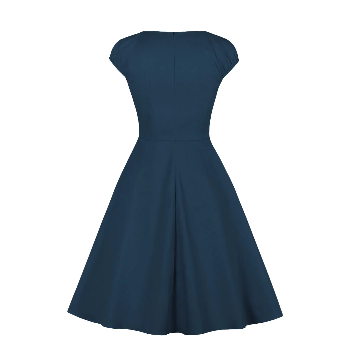 Wholesale Boutique Women Short Sleeve Cotton Solid Color Knee Length Red  50s 60s Retro Vintage Dress