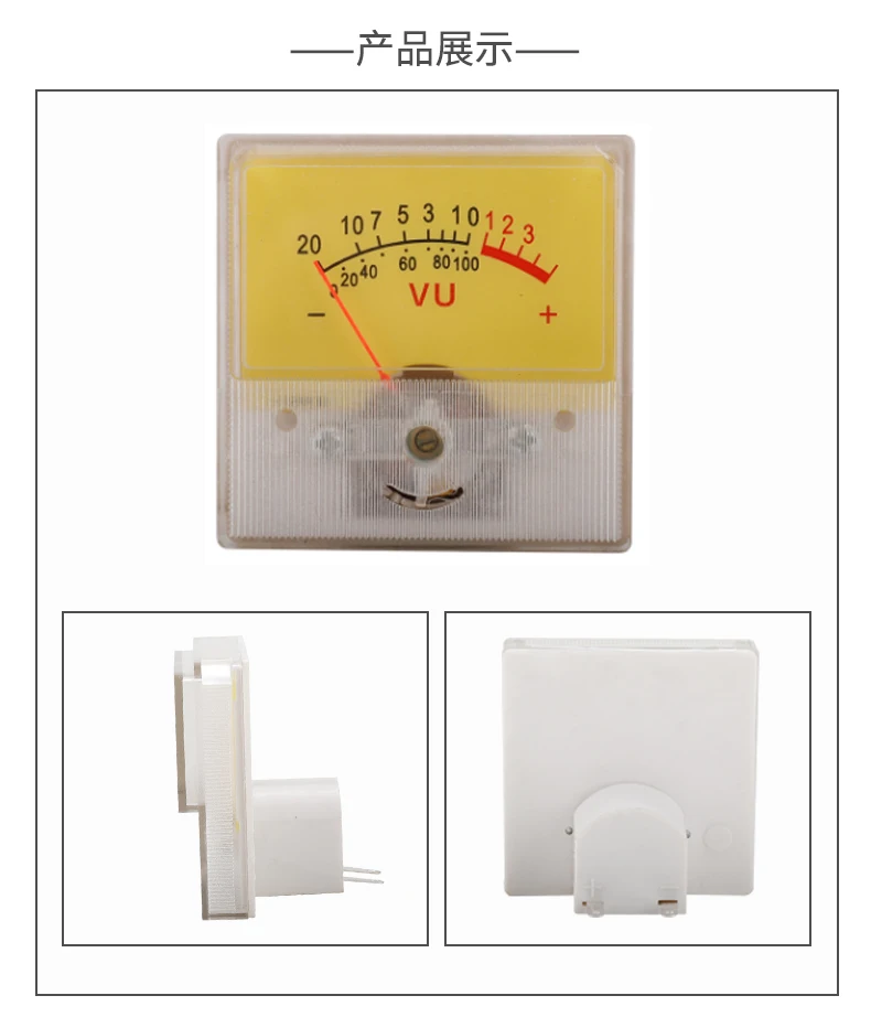 Large Panel Mini Amp Trade Header Meter 500UA De Analog with RGB LED Vu Meter Power Meter Plus Rgb Led Trade Header Meter