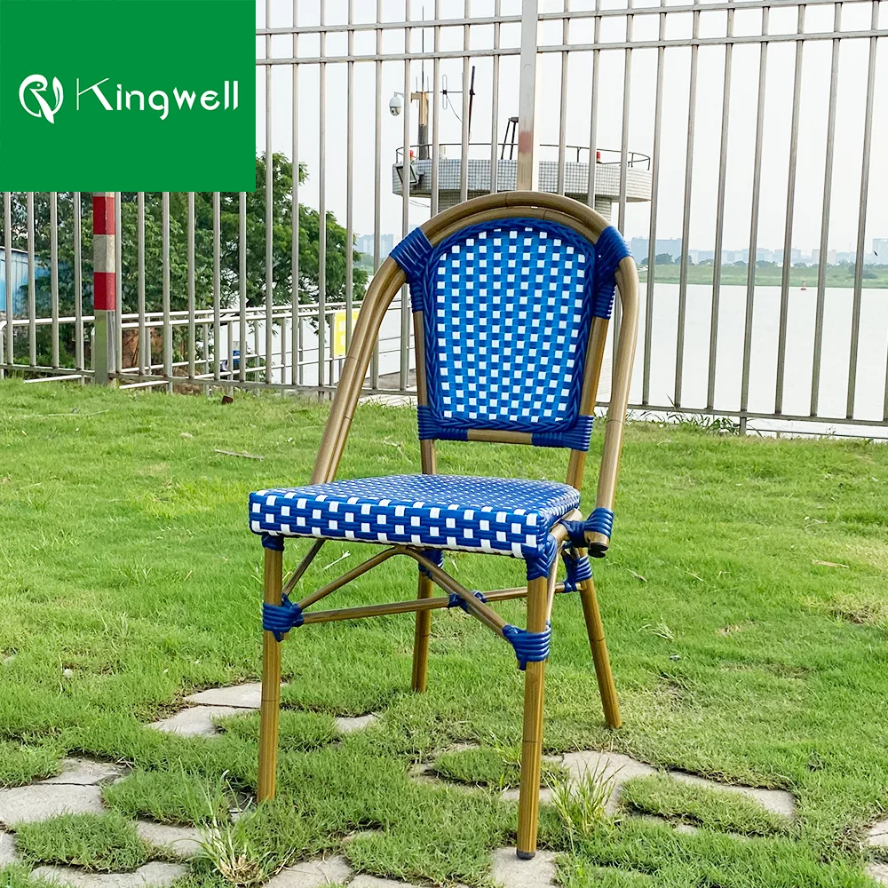 Garden Patio Aluminum Frame Wicker Weaving French Bistro Chair Outdoor