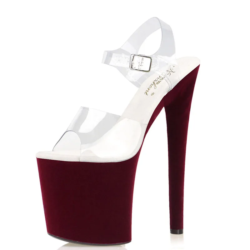 Full Dress New Pole Dance Shoes Wine Red 8inch Sexy Platform Sandals Pole Dance High Heels Club