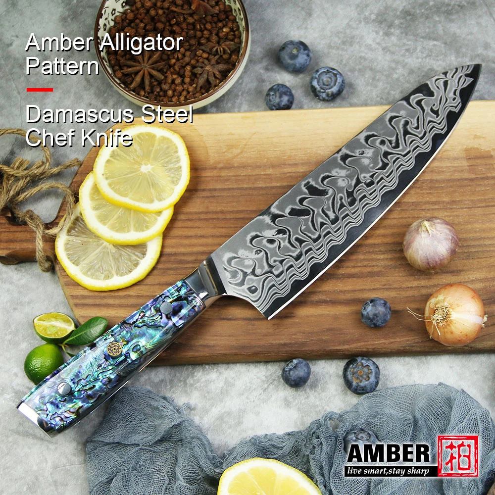 Custom Logo 67 Layer Vg10 Japanese Damascus 2pcs Chef Knife Set with Honing Steel