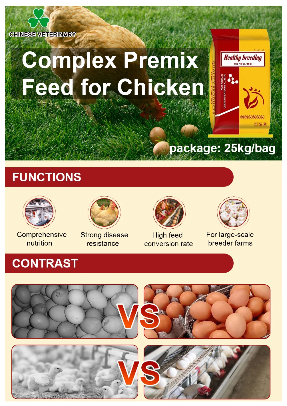 1kg To 100kg Full Feed Layer Chicken Feed For Poultry Premix Feed For