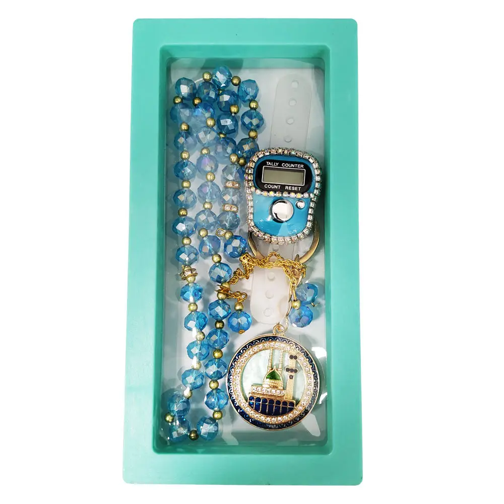 Islamic Tasbih Set Finger Counter and Prayer Beads With Box Muslim Prayer Gift Set